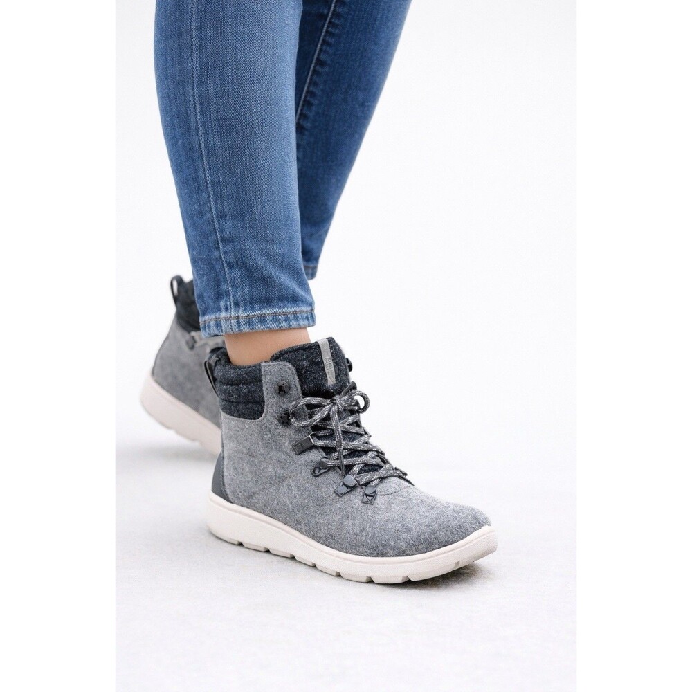 Clarks Women’s Step Explore Hi Gray Felt Ankle Boots US 8.5 Comfort Lace-Up
